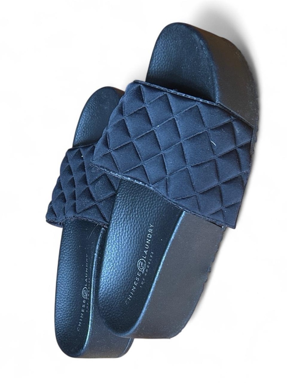 Chinese Laundry Comfortable Quilted Platform Slide Sandals Black Chunky Y2K Sz 8 - Picture 3 of 6
